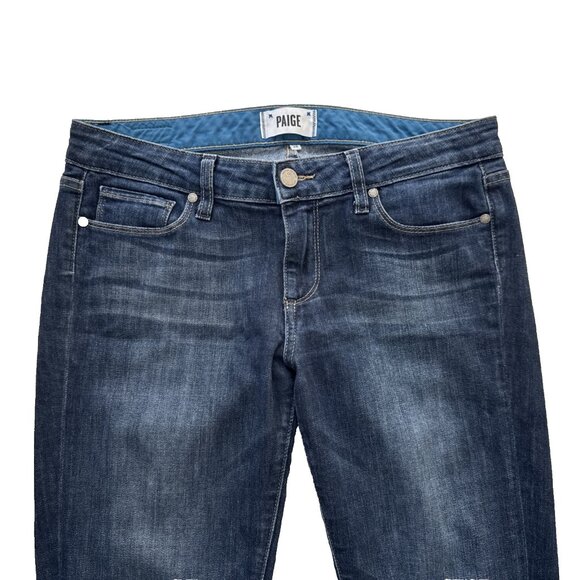 PAIGE jeans size 28 inseam 28 skyline ankle peg stretch low rise denim dark blue - Picture 3 of 7